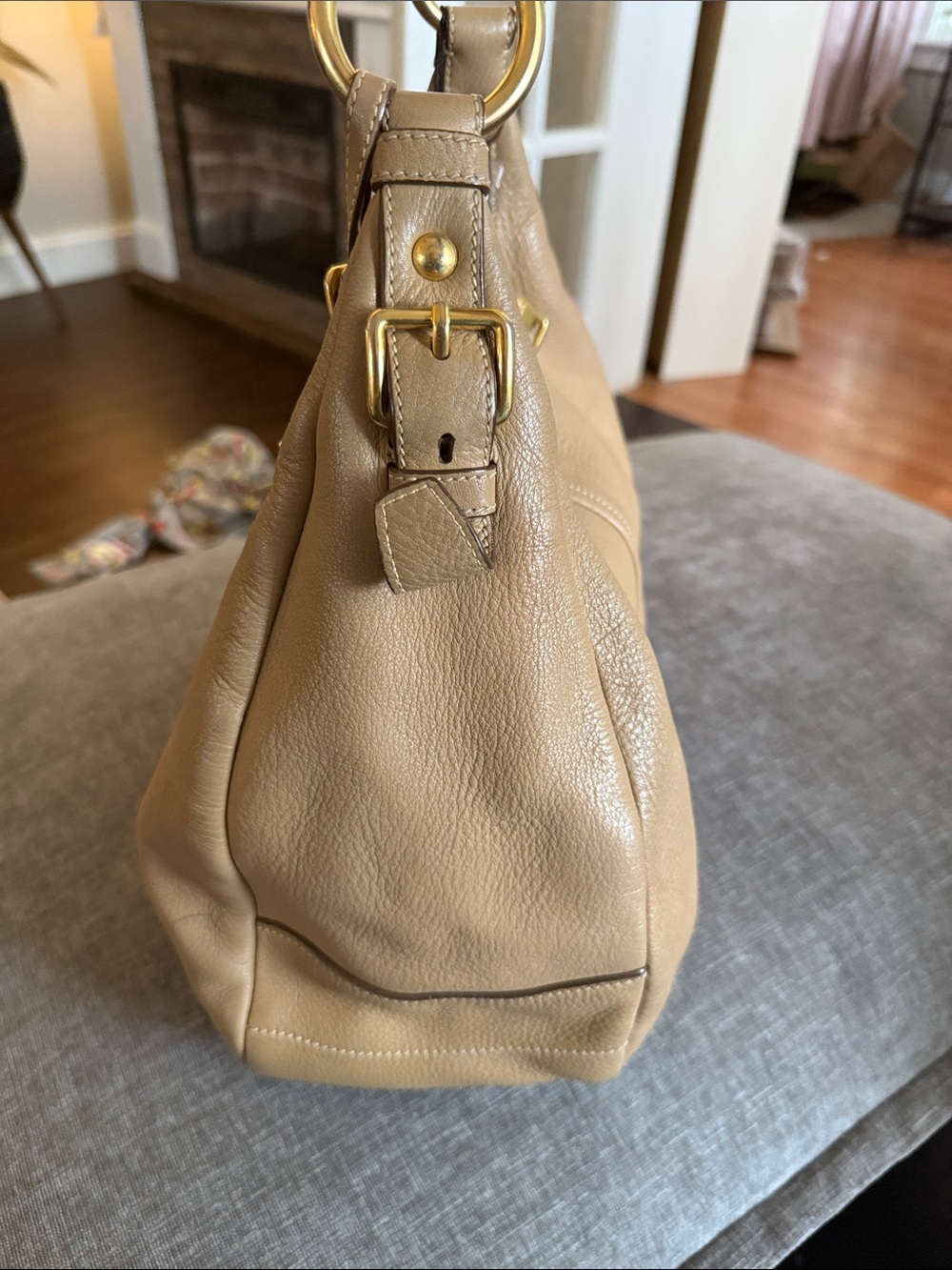 Prada Taupe Leather Shoulder Hobo with Gold Hardware - Picture 7 of 10